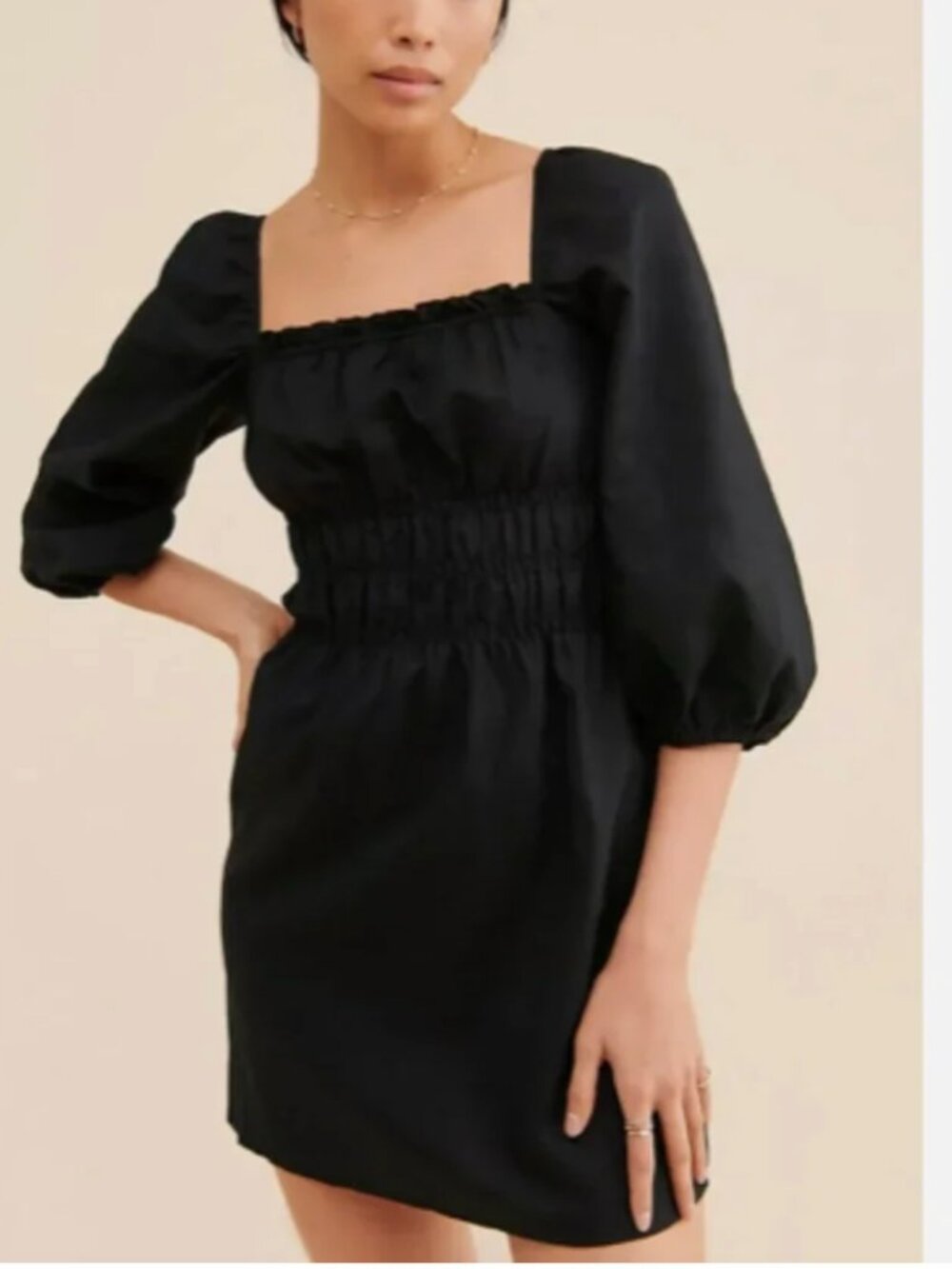 Charlie Holiday Black Puff Sleeve Mini Dress S